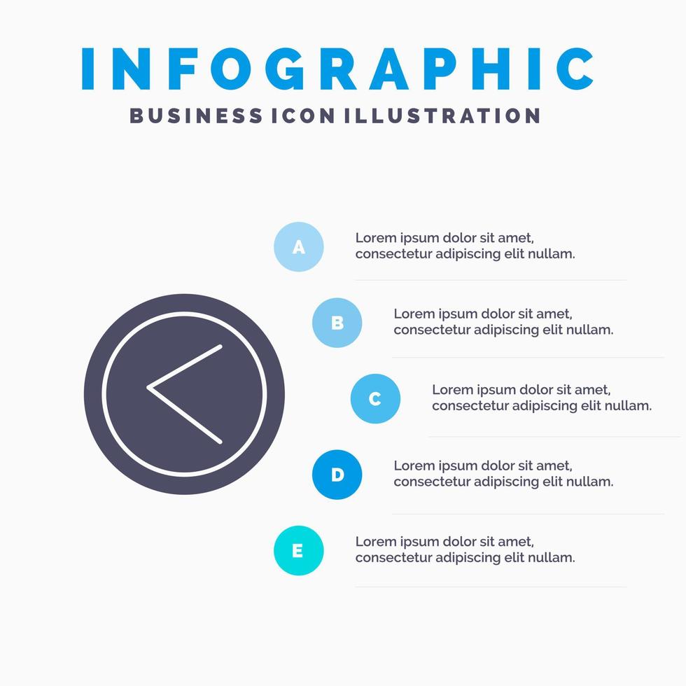 flecha interfaz izquierda usuario icono sólido infografía 5 pasos presentación antecedentes vector