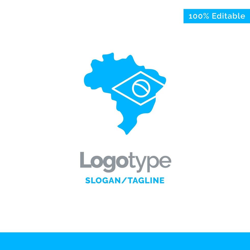 Map Flag Brazil Blue Business Logo Template vector