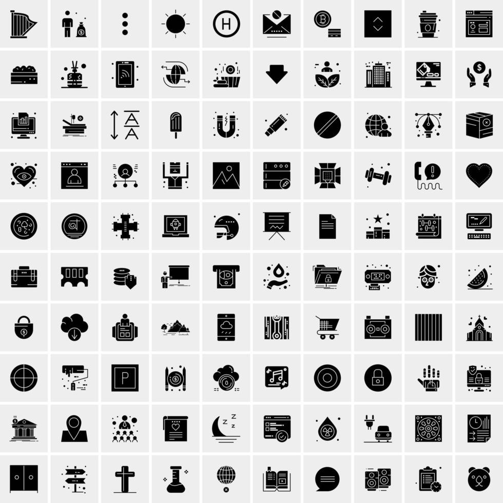 Set of 100 Universal Solid Icons vector