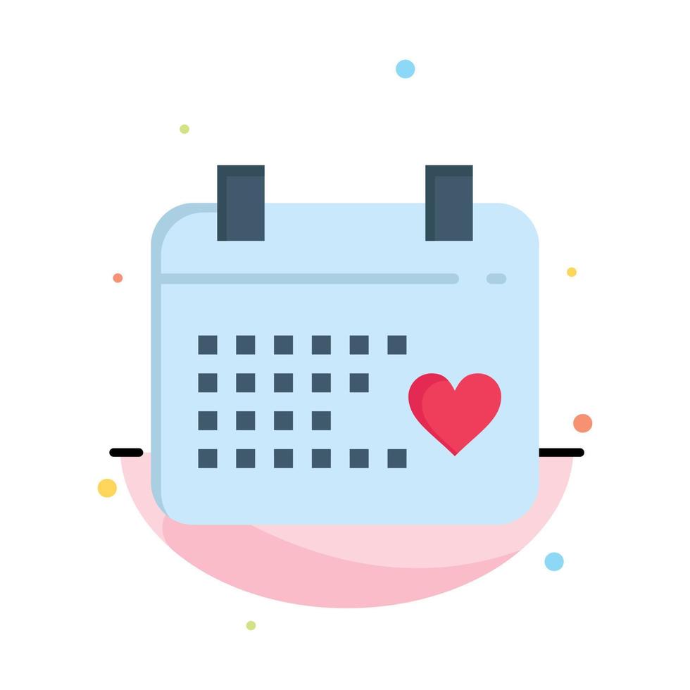 Calendar Day Love Wedding Abstract Flat Color Icon Template vector