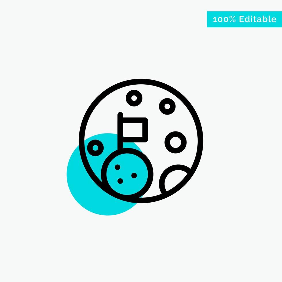 Moon Flag Space Planet turquoise highlight circle point Vector icon