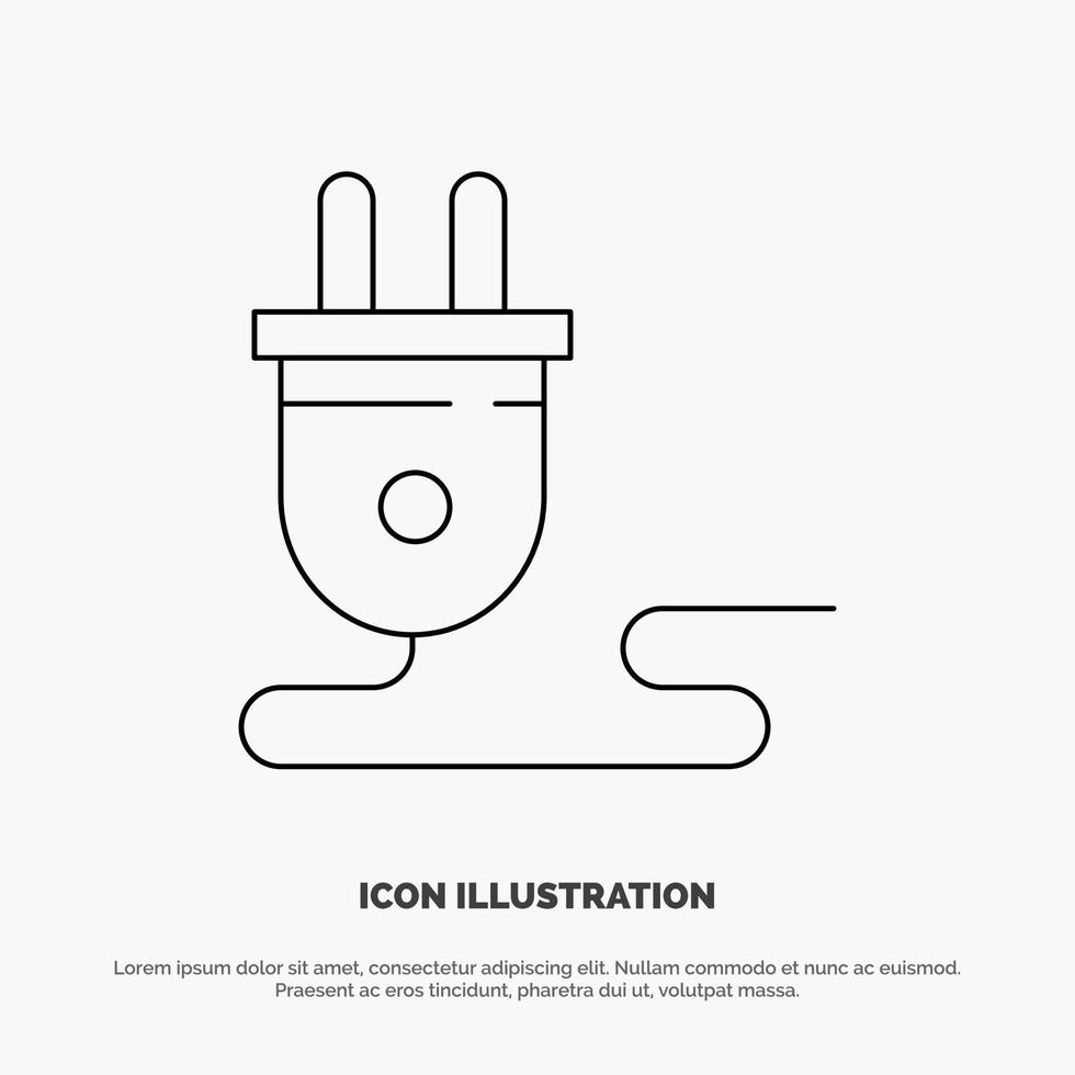 Electrical Energy Plug Power Supply  Line Icon Vector