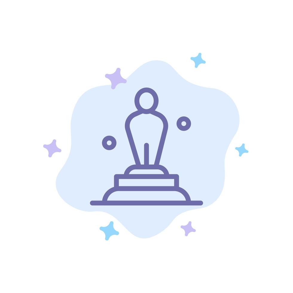 Academy Award Oscar Statue Trophy Blue Icon on Abstract Cloud Background vector