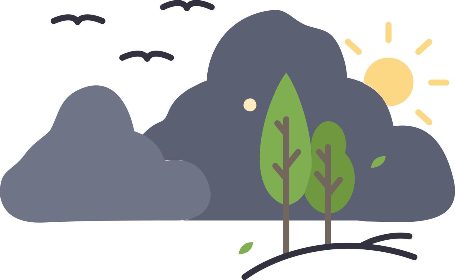mountain landscape hill nature tree Flat Color Icon Vector