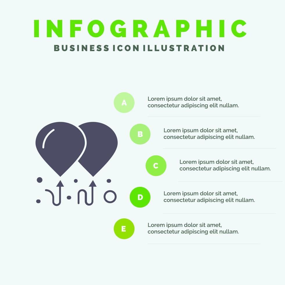 globo mosca motivación sólido icono infografía 5 pasos presentación antecedentes vector