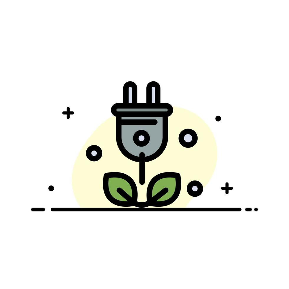 Plug Tree Green Science  Business Flat Line Filled Icon Vector Banner Template