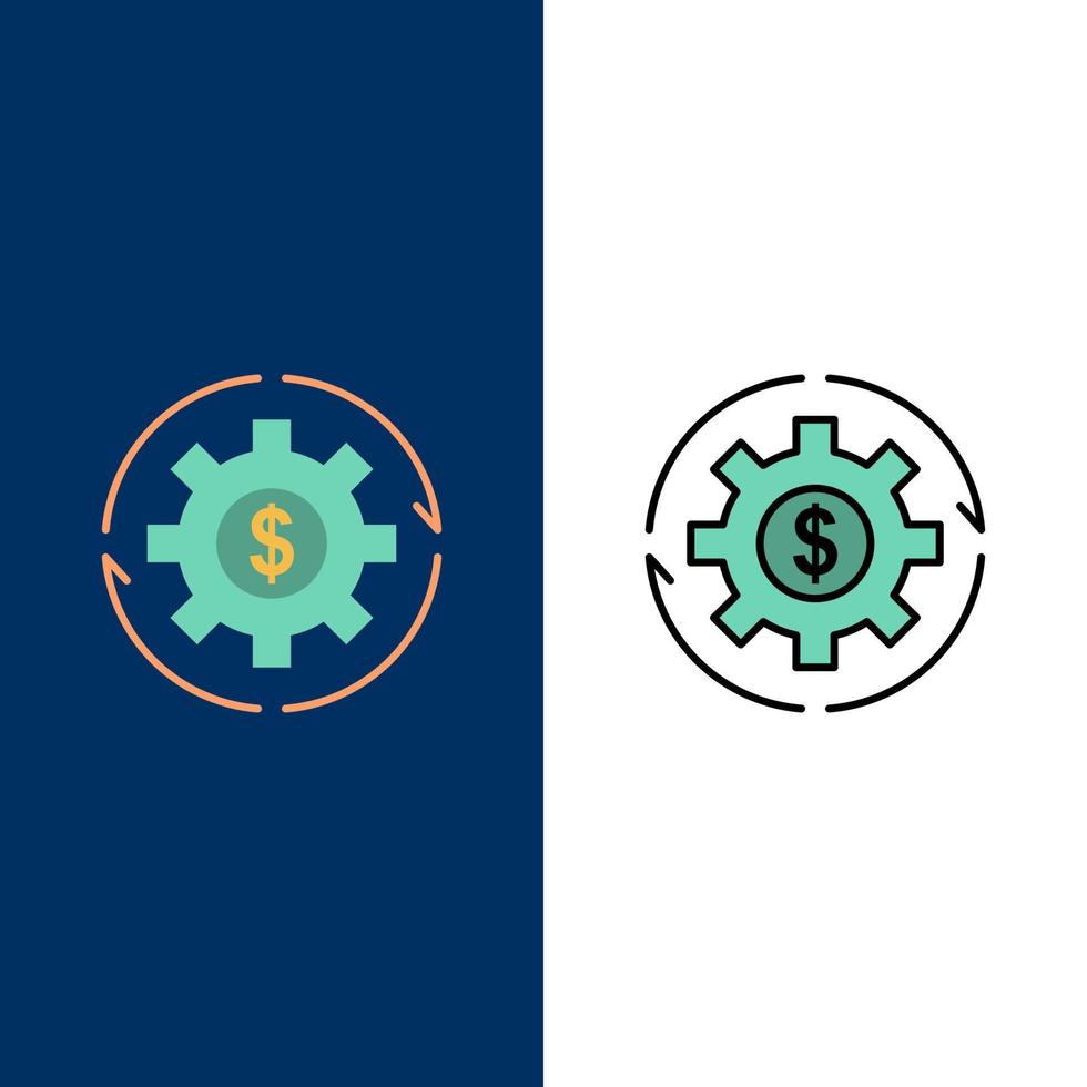 Revenue Capital Earnings Make Making Money Profit  Icons Flat and Line Filled Icon Set Vector Blue Background