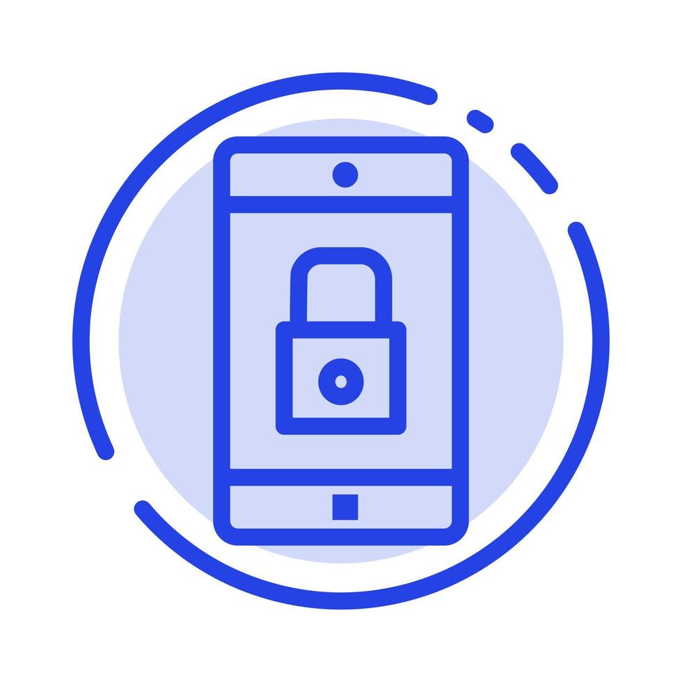 Application Lock Lock Application Mobile Mobile Application Blue Dotted Line Line Icon vector