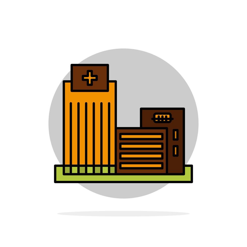 icono de color plano de fondo de círculo abstracto de oficina de apartamento de bienes raíces de edificio vector