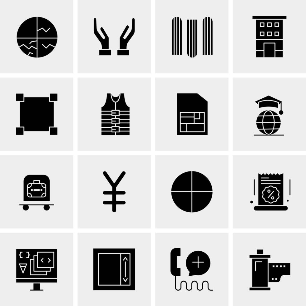 16 iconos de negocios universales vector ilustración de icono creativo para usar en proyectos relacionados con la web y dispositivos móviles