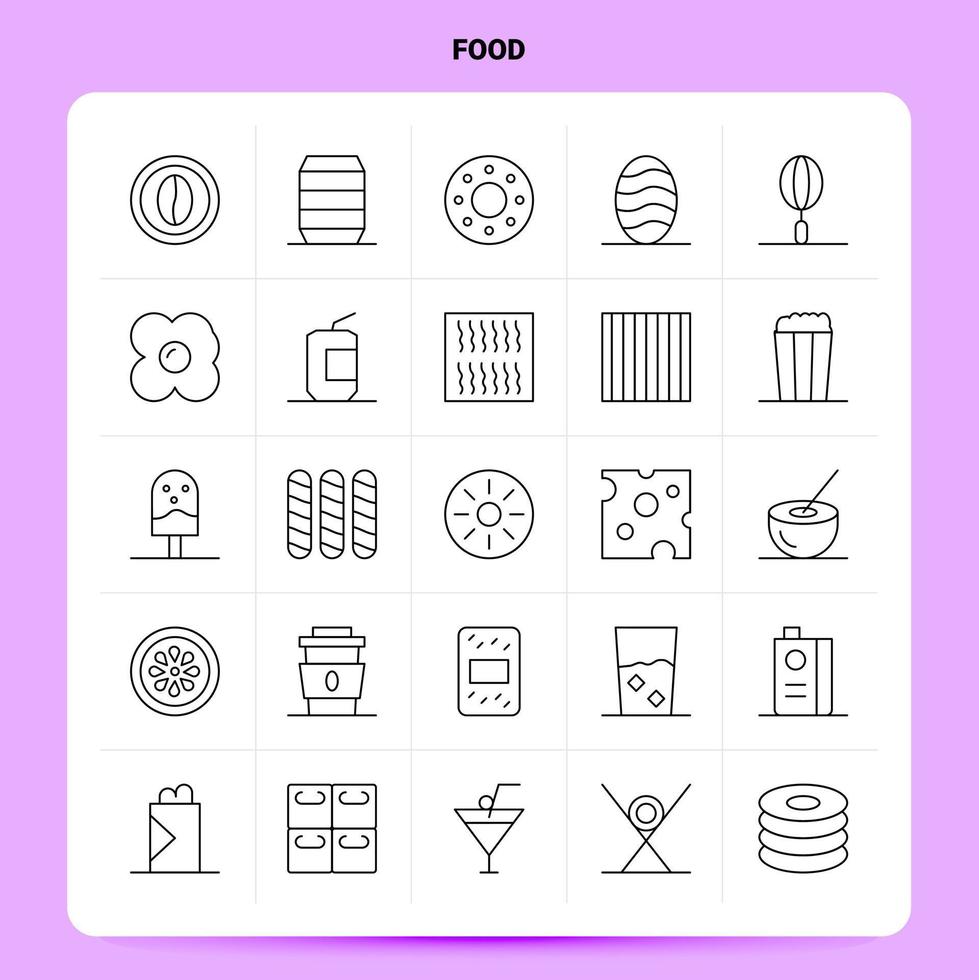 contorno 25 conjunto de iconos de alimentos diseño de estilo de línea vectorial conjunto de iconos negros paquete de pictogramas lineales diseño de ideas de negocios web y móviles ilustración vectorial vector