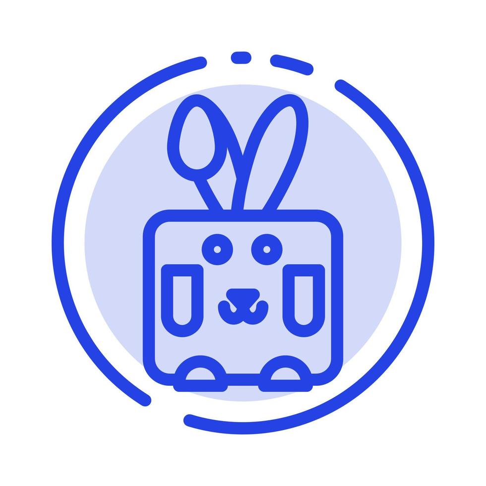 Bunny Easter Rabbit Holiday Blue Dotted Line Line Icon vector
