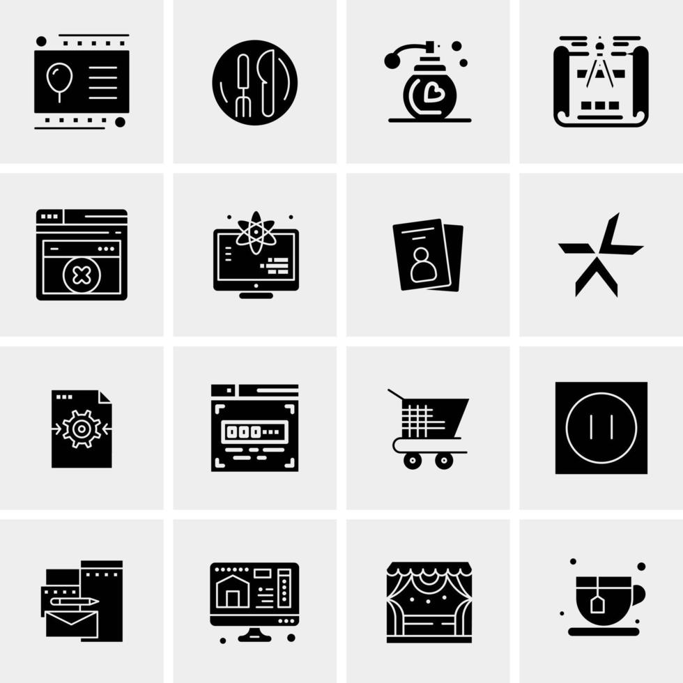 16 iconos de negocios universales vector ilustración de icono creativo para usar en proyectos relacionados con la web y dispositivos móviles