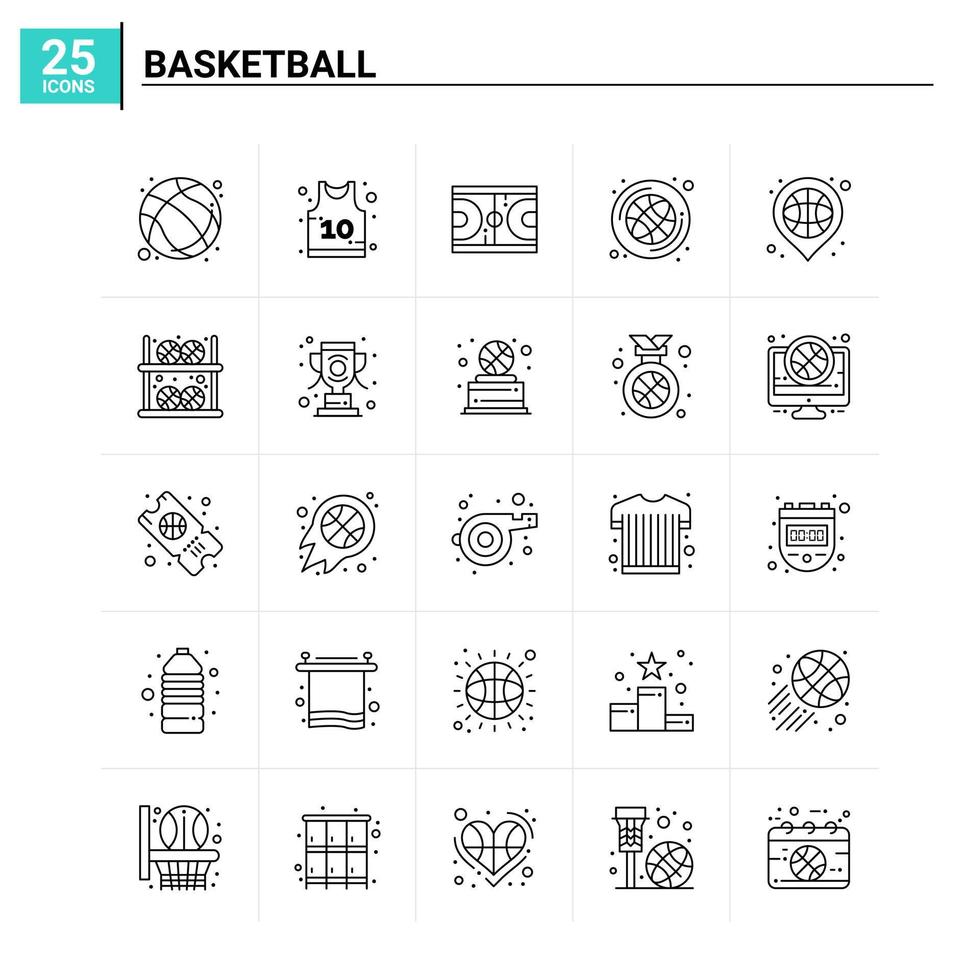 25 Basketball icon set vector background