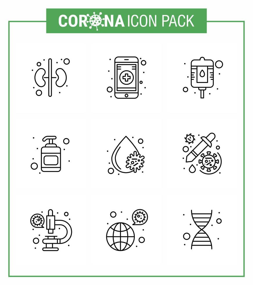 Simple Set of Covid19 Protection Blue 25 icon pack icon included medicine platelets packet fever blood viral coronavirus 2019nov disease Vector Design Elements