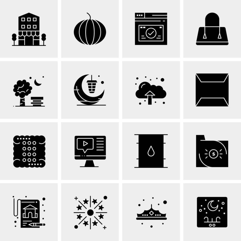 16 iconos de negocios universales vector ilustración de icono creativo para usar en proyectos relacionados con la web y dispositivos móviles