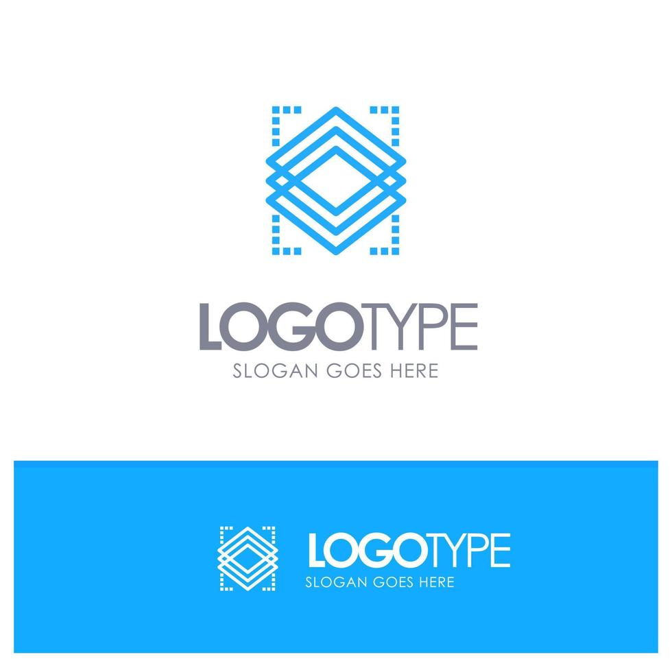 Layers Object Layer Server Blue Logo Line Style vector