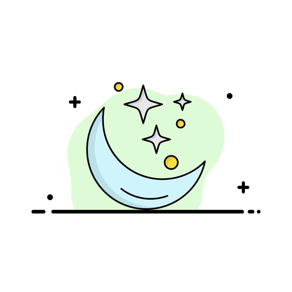 Moon Night star weather space Flat Color Icon Vector