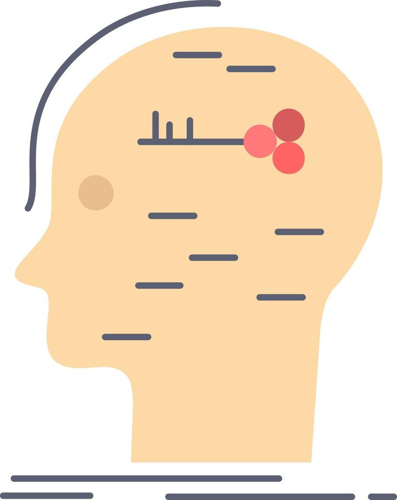 brain hack hacking key mind Flat Color Icon Vector