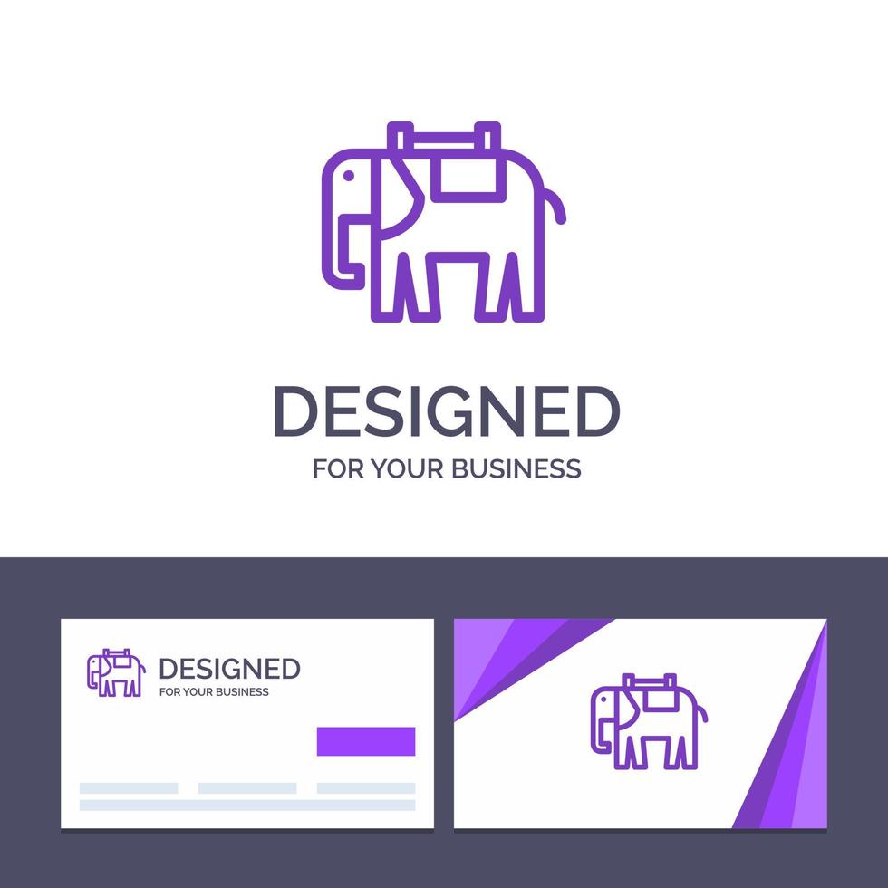 Creative Business Card and Logo template Africa Animal Elephant Indian Vector Illustration