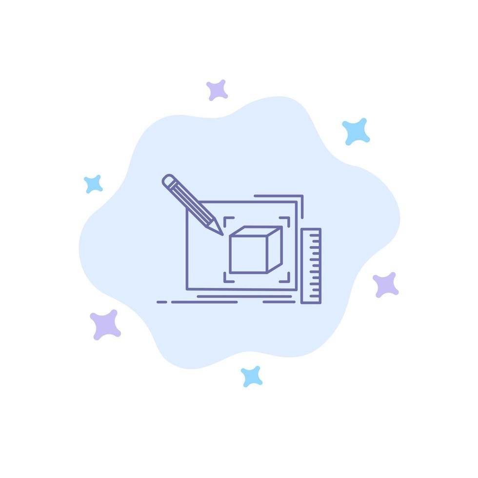 Drawing Art Sketch Line Pencil Blue Icon on Abstract Cloud Background vector
