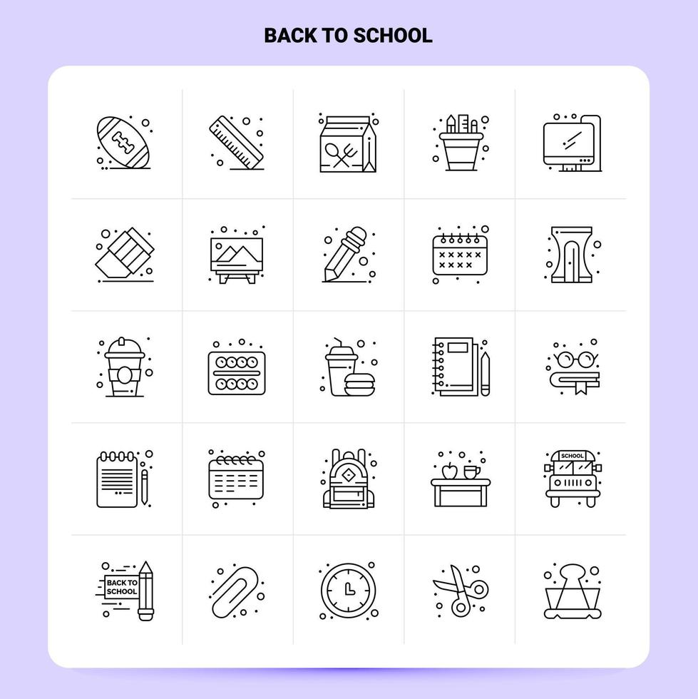 OutLine 25 Back To School Icon set Vector Line Style Design Black Icons Set Linear pictogram pack Web and Mobile Business ideas design Vector Illustration