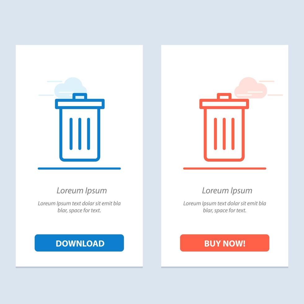 Basket Been Delete Garbage Trash  Blue and Red Download and Buy Now web Widget Card Template vector