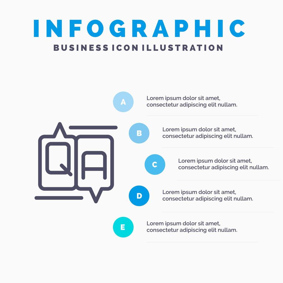 Chat Comment Education Message Line icon with 5 steps presentation infographics Background vector