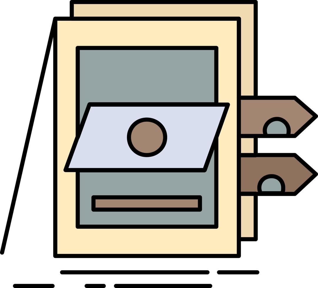 vector de icono de color plano de archivos de sistema de venta de contabilidad pos