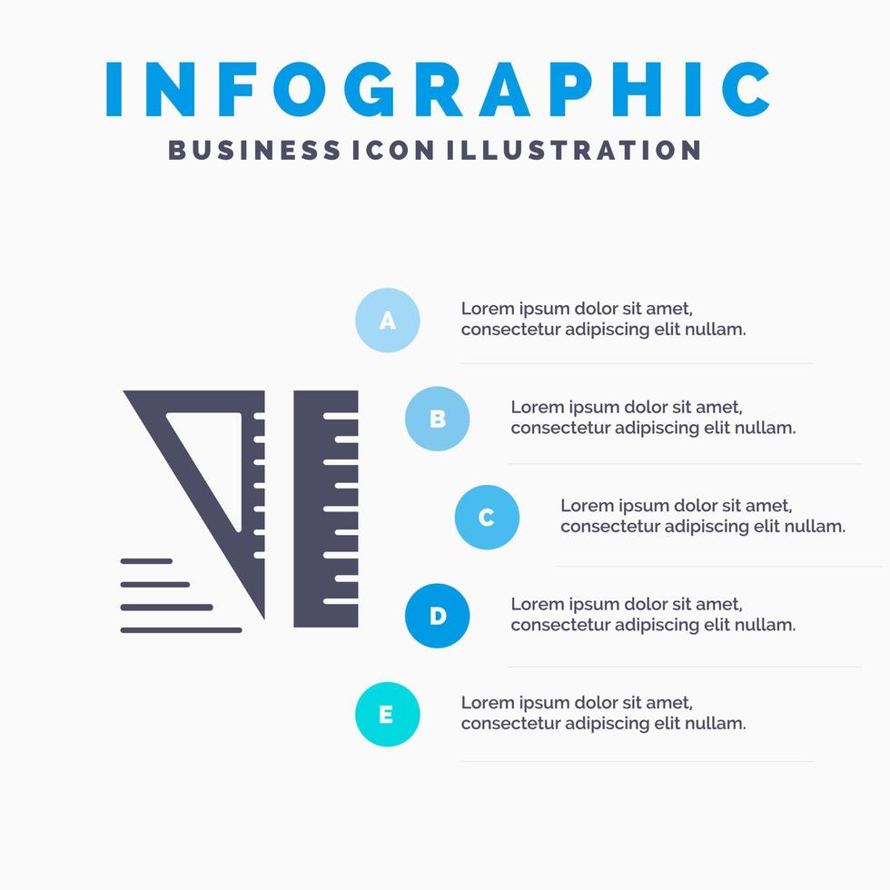 Education Geometrical Tools Solid Icon Infographics 5 Steps Presentation Background vector