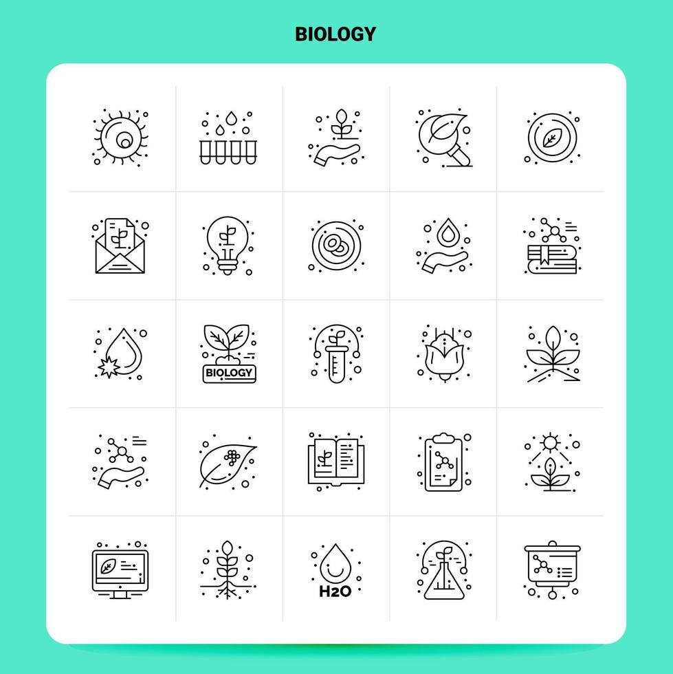 OutLine 25 Biology Icon set Vector Line Style Design Black Icons Set Linear pictogram pack Web and Mobile Business ideas design Vector Illustration