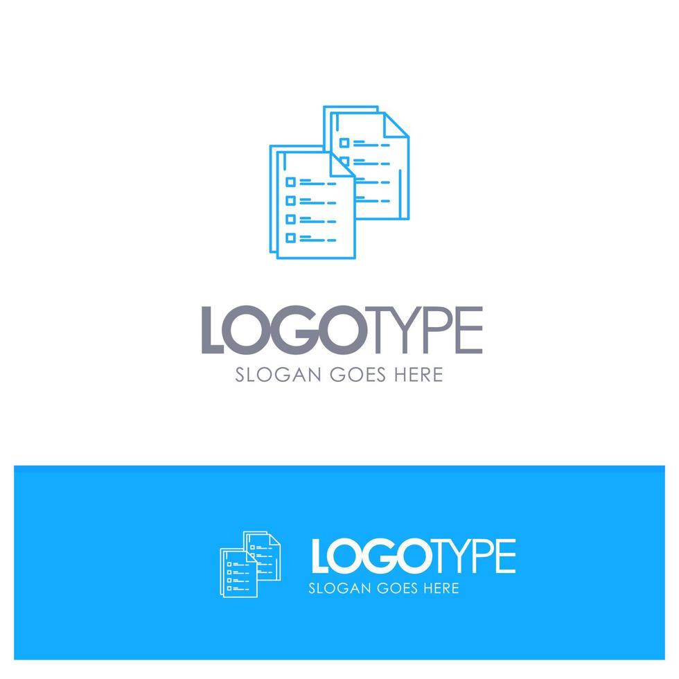 Document Analytics Data Copy Paper Resume Blue outLine Logo with place for tagline vector