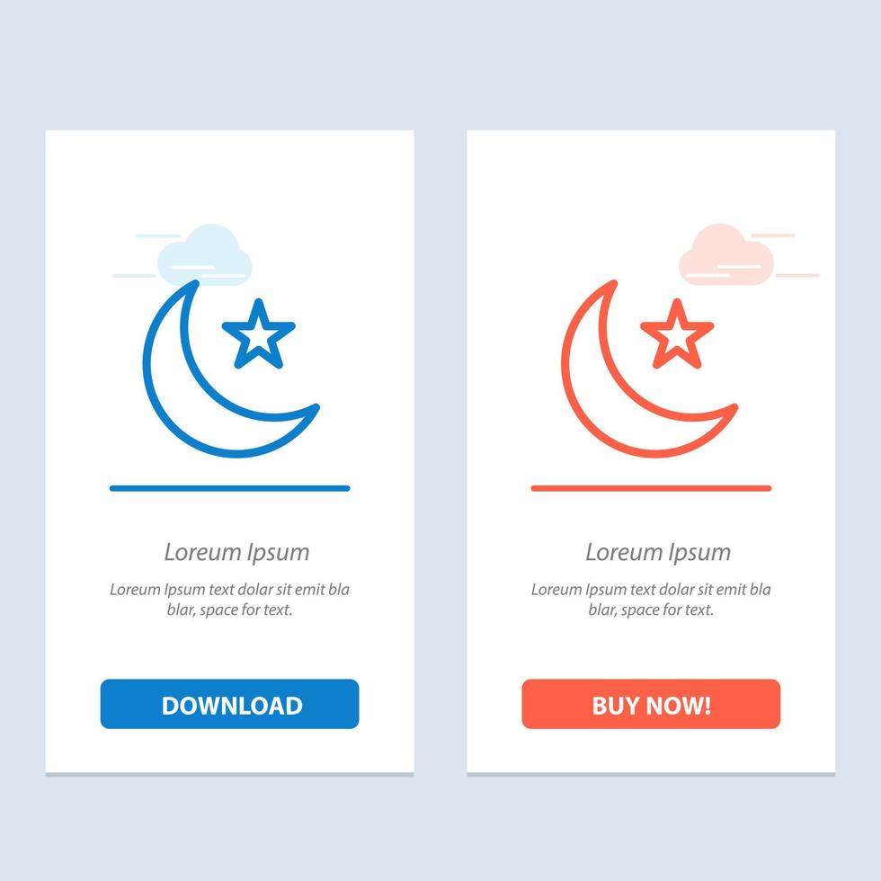 Moon Night Star Night  Blue and Red Download and Buy Now web Widget Card Template vector