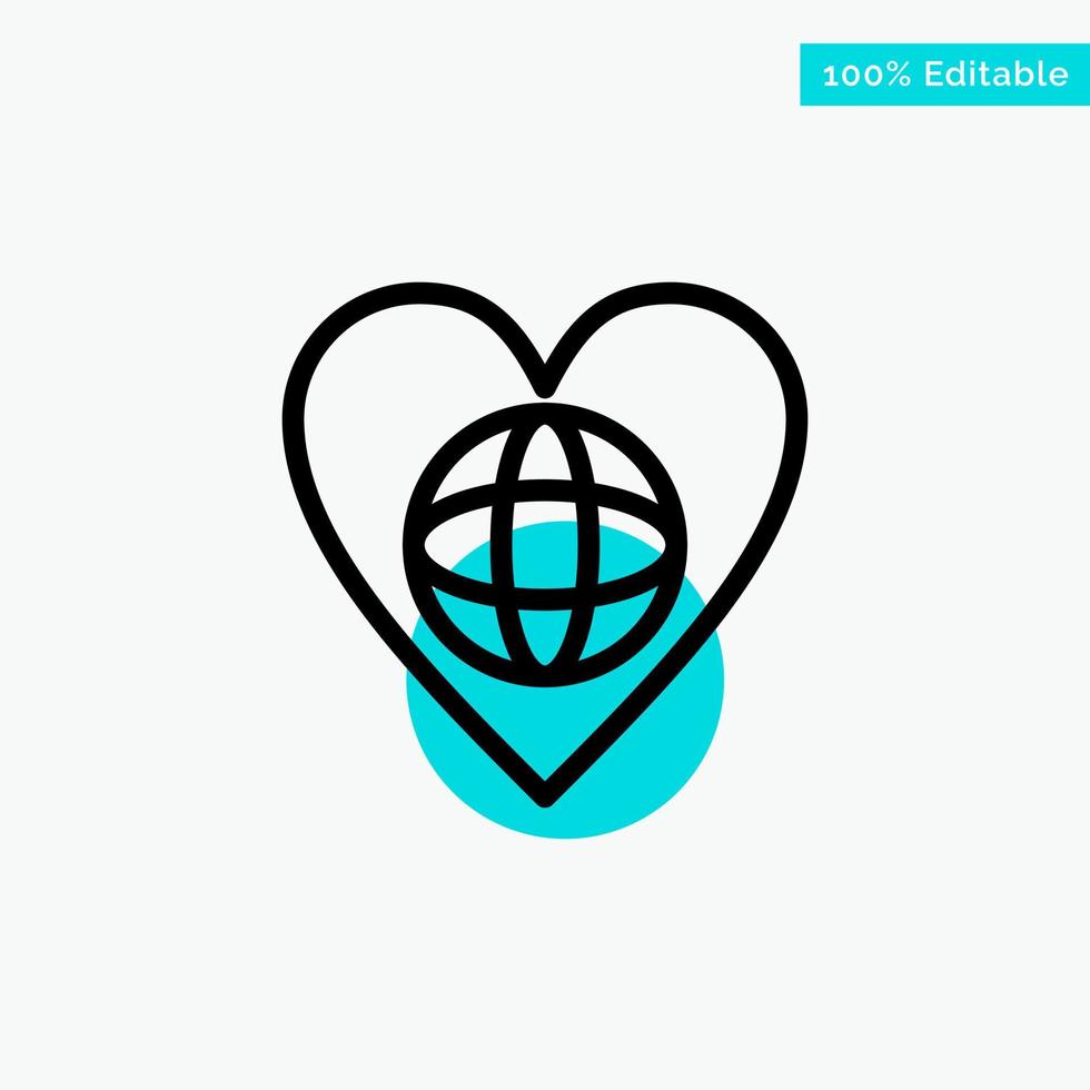 Ecology Environment World Heart Like turquoise highlight circle point Vector icon