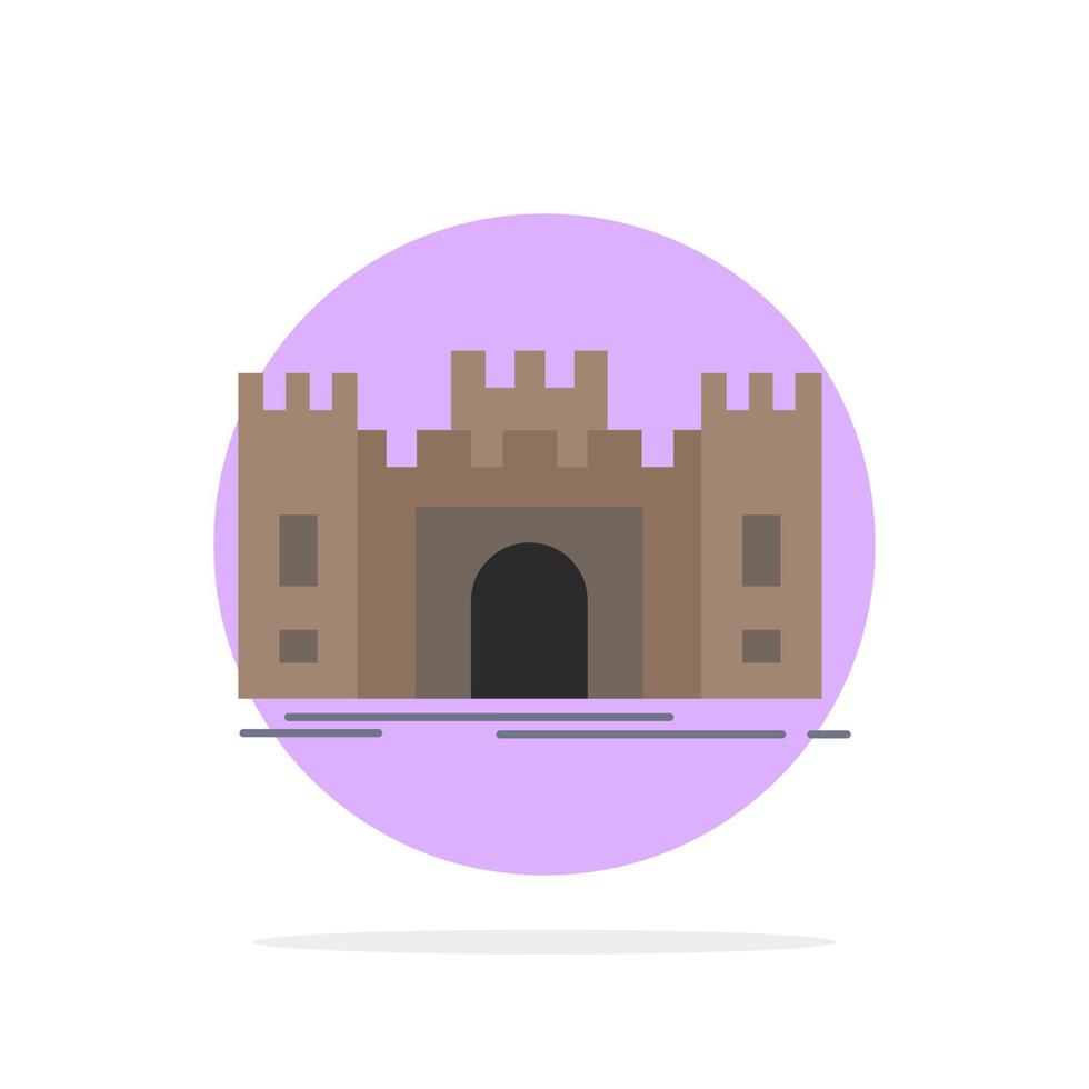 castillo defensa fuerte fortaleza punto de referencia color plano icono vector