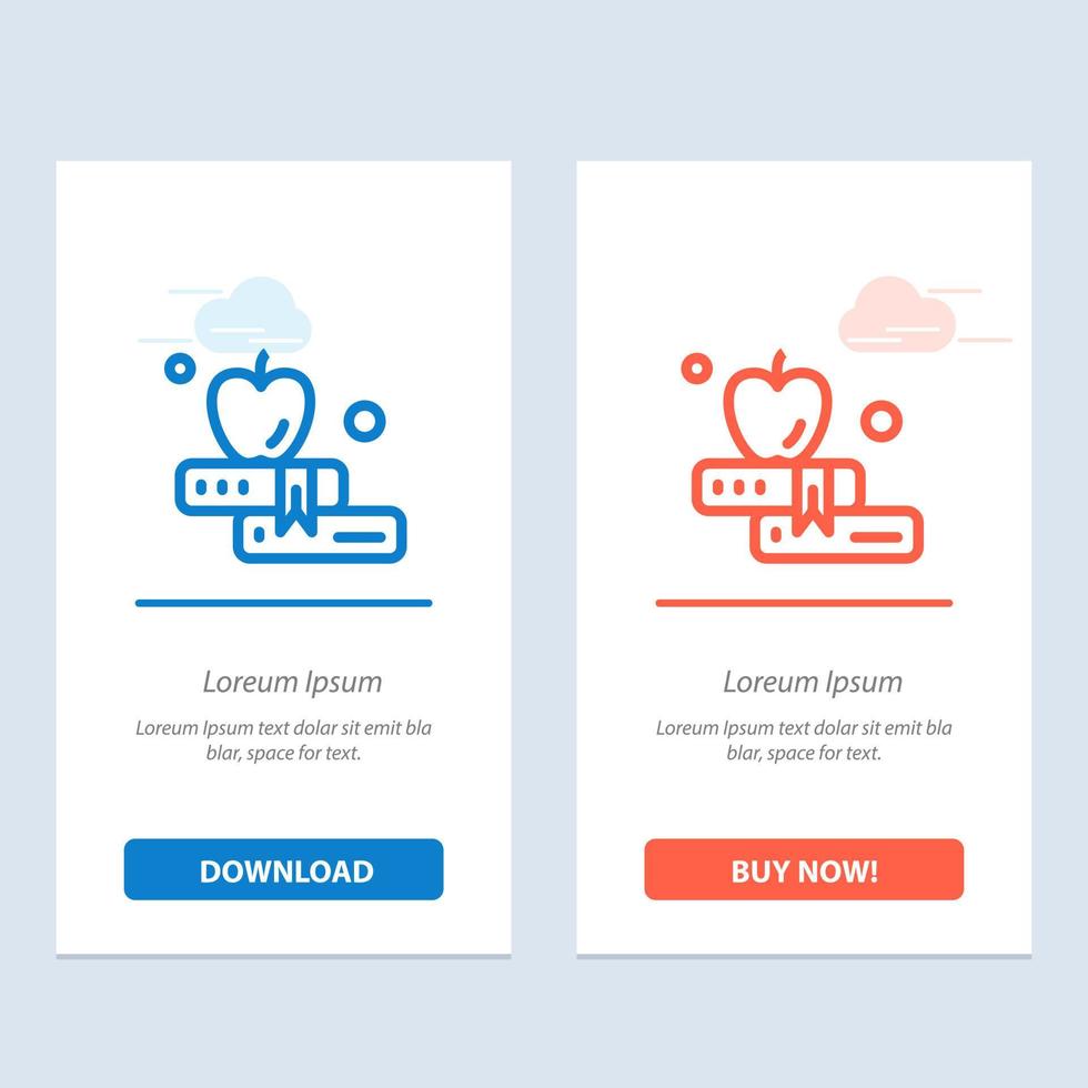 Apple Book Education  Blue and Red Download and Buy Now web Widget Card Template vector