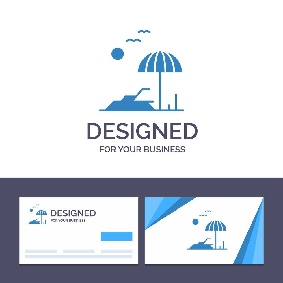 Creative Business Card and Logo template Beach Palm Tree Spring Vector Illustration