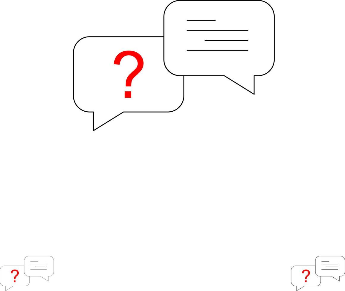 Chat Bubble Popup Message Bold and thin black line icon set vector