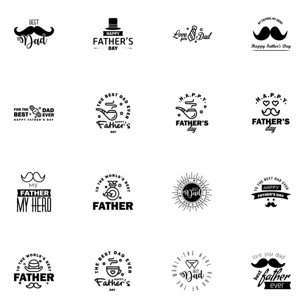 Happy Fathers Day Appreciation Vector Text Banner 16 Black Background for Posters Flyers Marketing Greeting Cards Editable Vector Design Elements