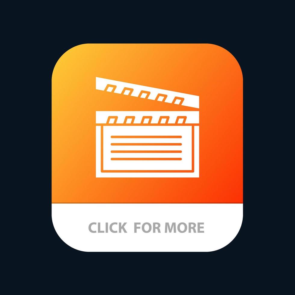 botón de aplicación móvil de video de películas americanas versión de glifo de android e ios vector