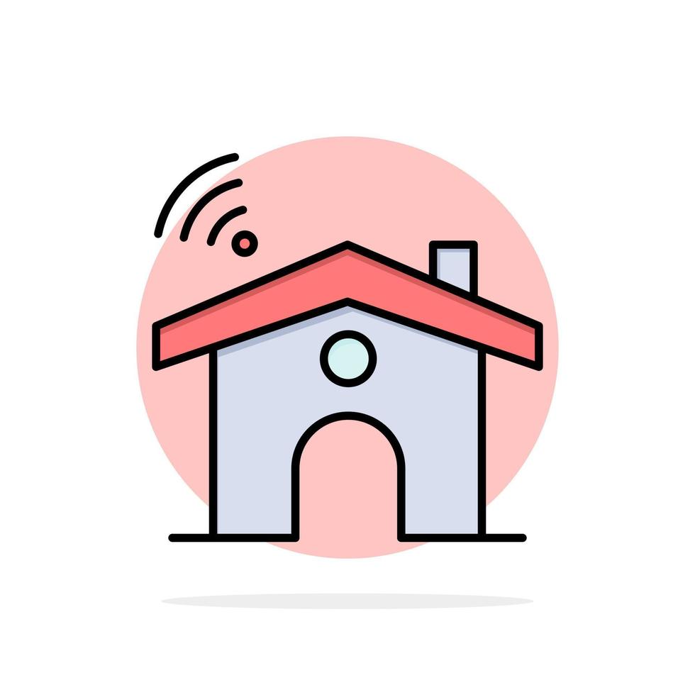 Wifi Service Signal House Abstract Circle Background Flat color Icon vector