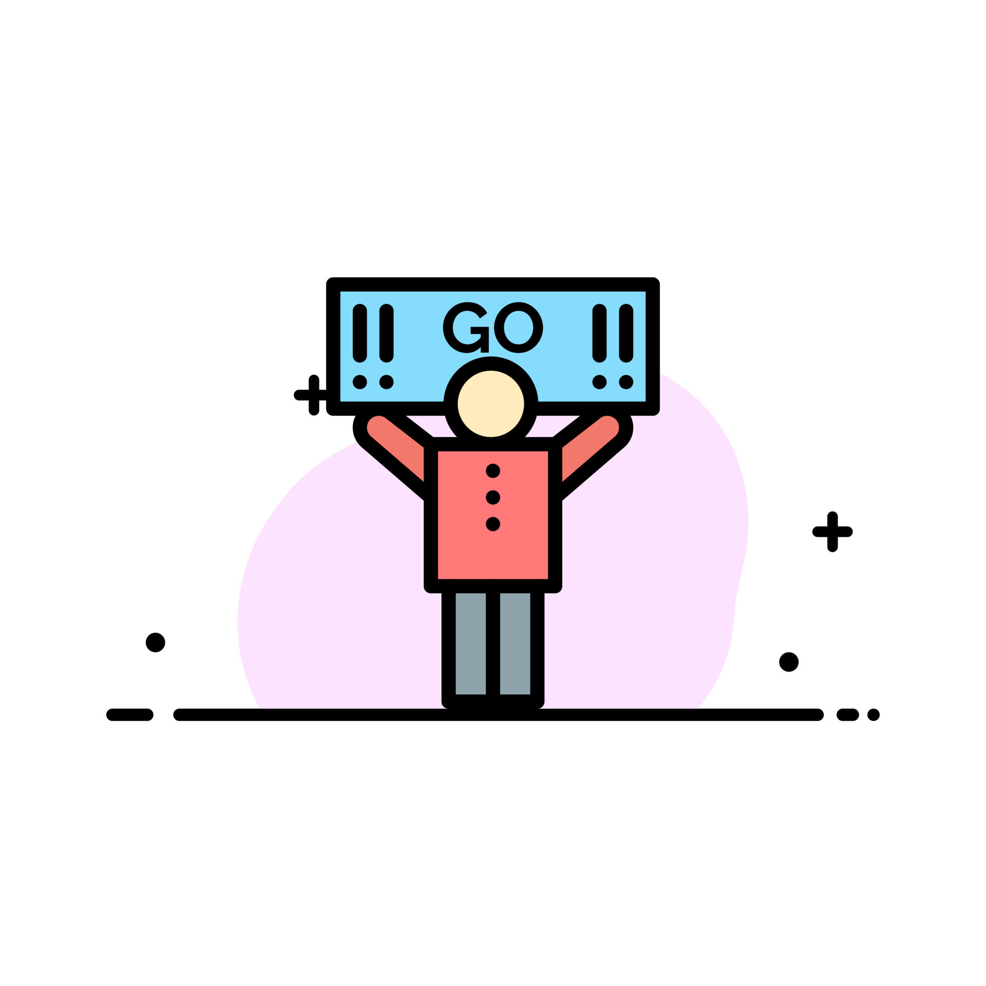 Fan Sport Support Supporter Business Flat Line Filled Icon Vector