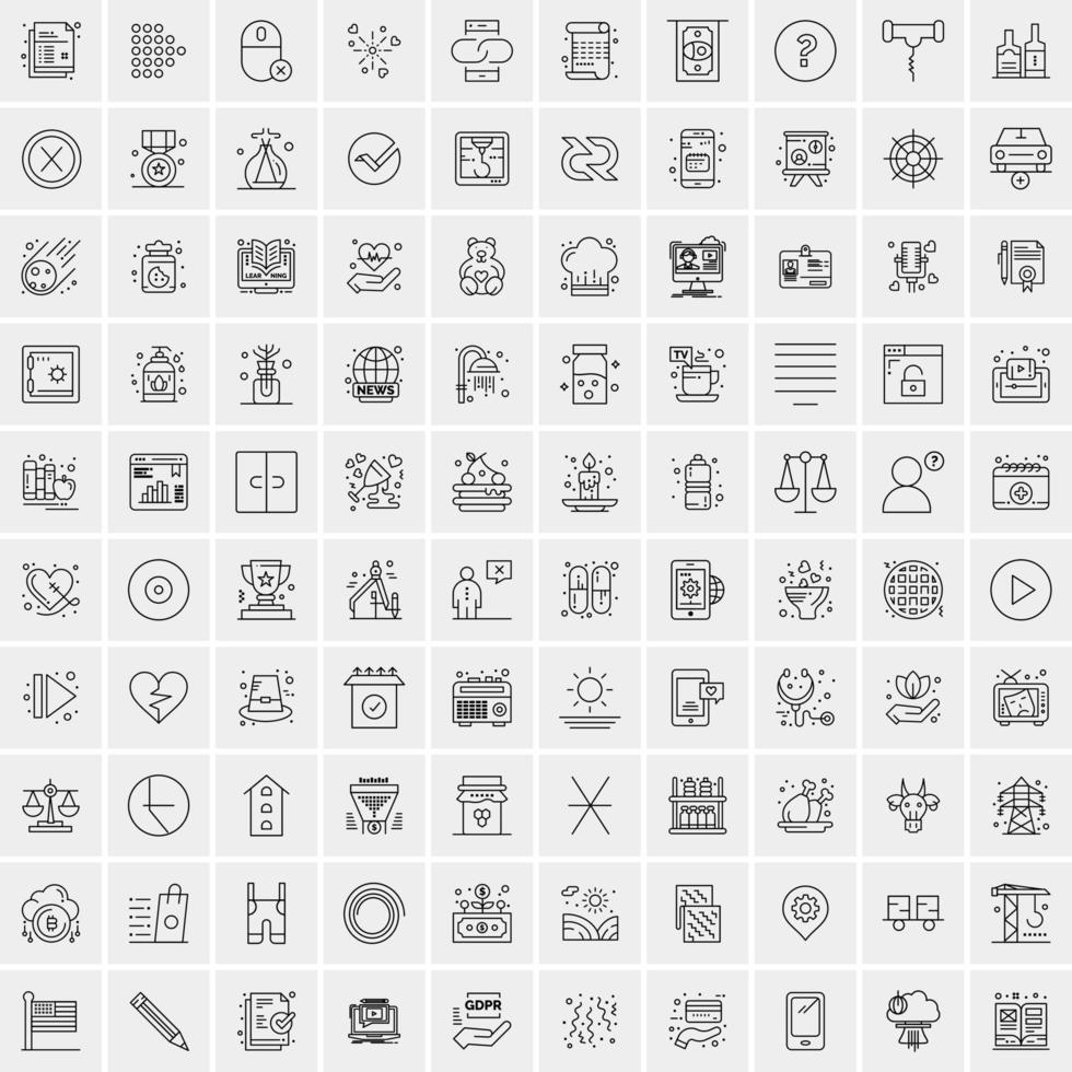 Pack of 100 Universal Line Icons for Mobile and Web vector