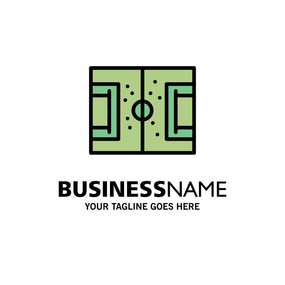 Field Football Game Pitch Soccer Business Logo Template Flat Color vector
