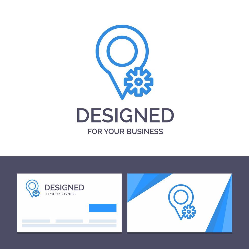 Ilustración de vector de configuración de mapa de ubicación de plantilla de logotipo y tarjeta de visita creativa