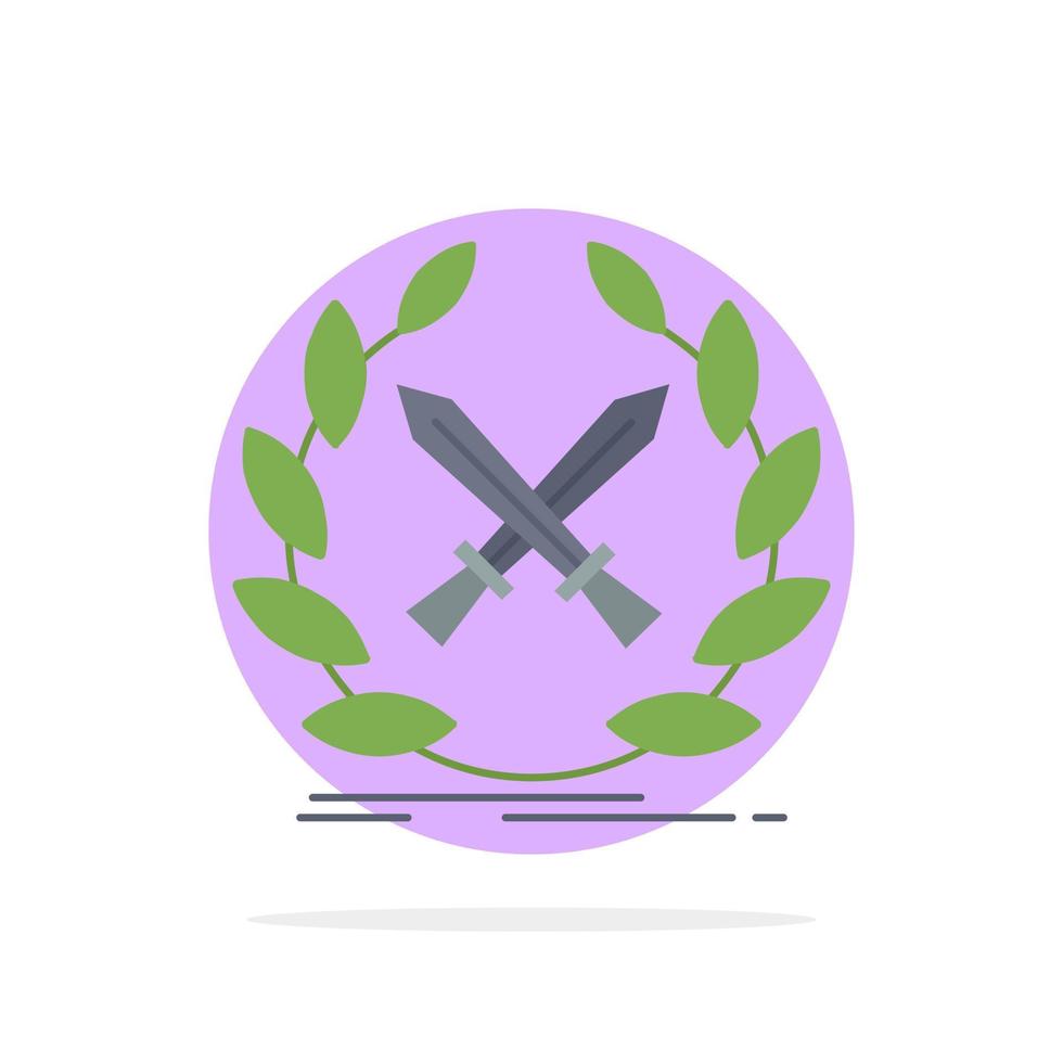 batalla emblema juego etiqueta espadas color plano icono vector