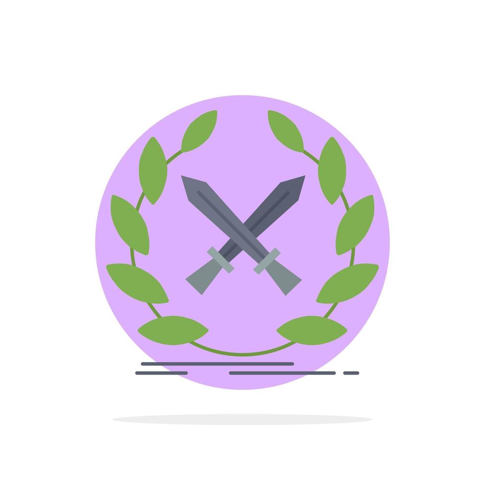 battle emblem game label swords Flat Color Icon Vector