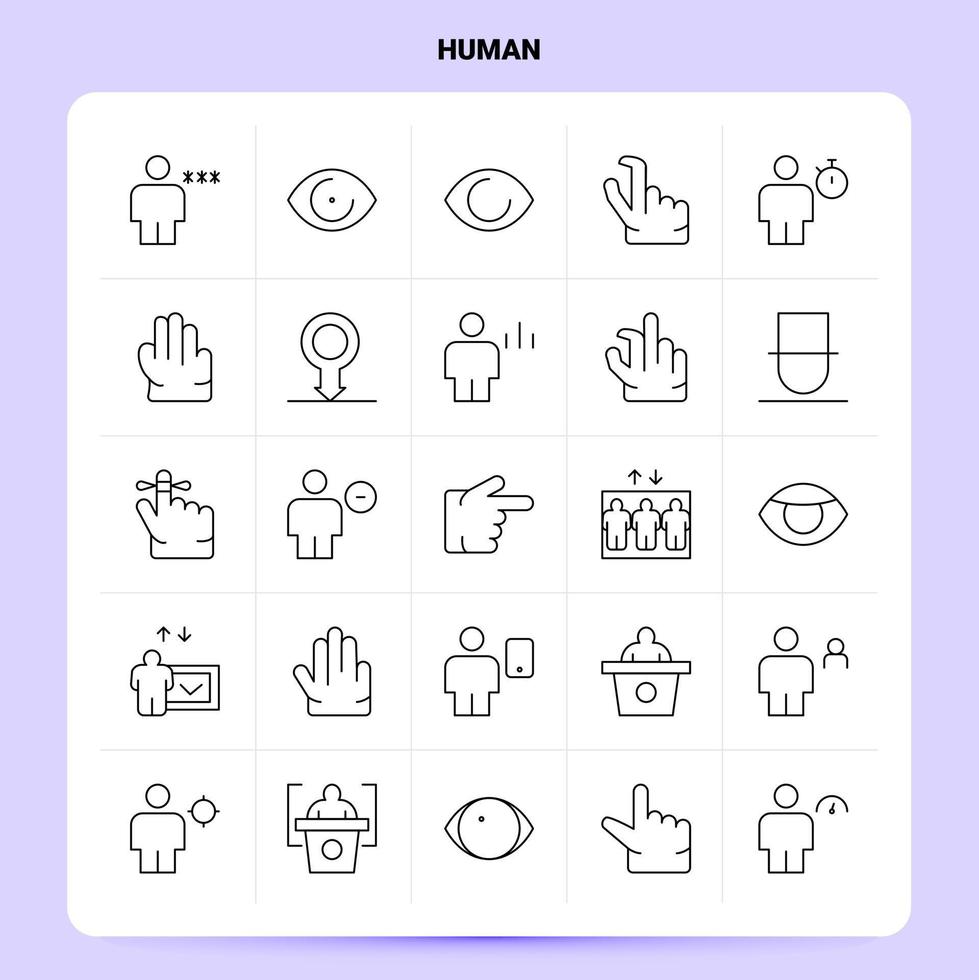 OutLine 25 Human Icon set Vector Line Style Design Black Icons Set Linear pictogram pack Web and Mobile Business ideas design Vector Illustration