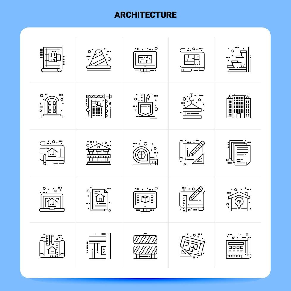OutLine 25 Architecture Icon set Vector Line Style Design Black Icons Set Linear pictogram pack Web and Mobile Business ideas design Vector Illustration