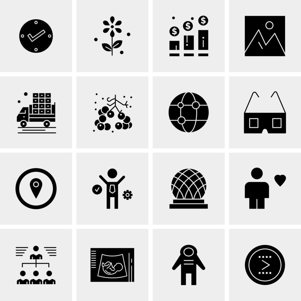 16 iconos de negocios universales vector ilustración de icono creativo para usar en proyectos relacionados con la web y dispositivos móviles